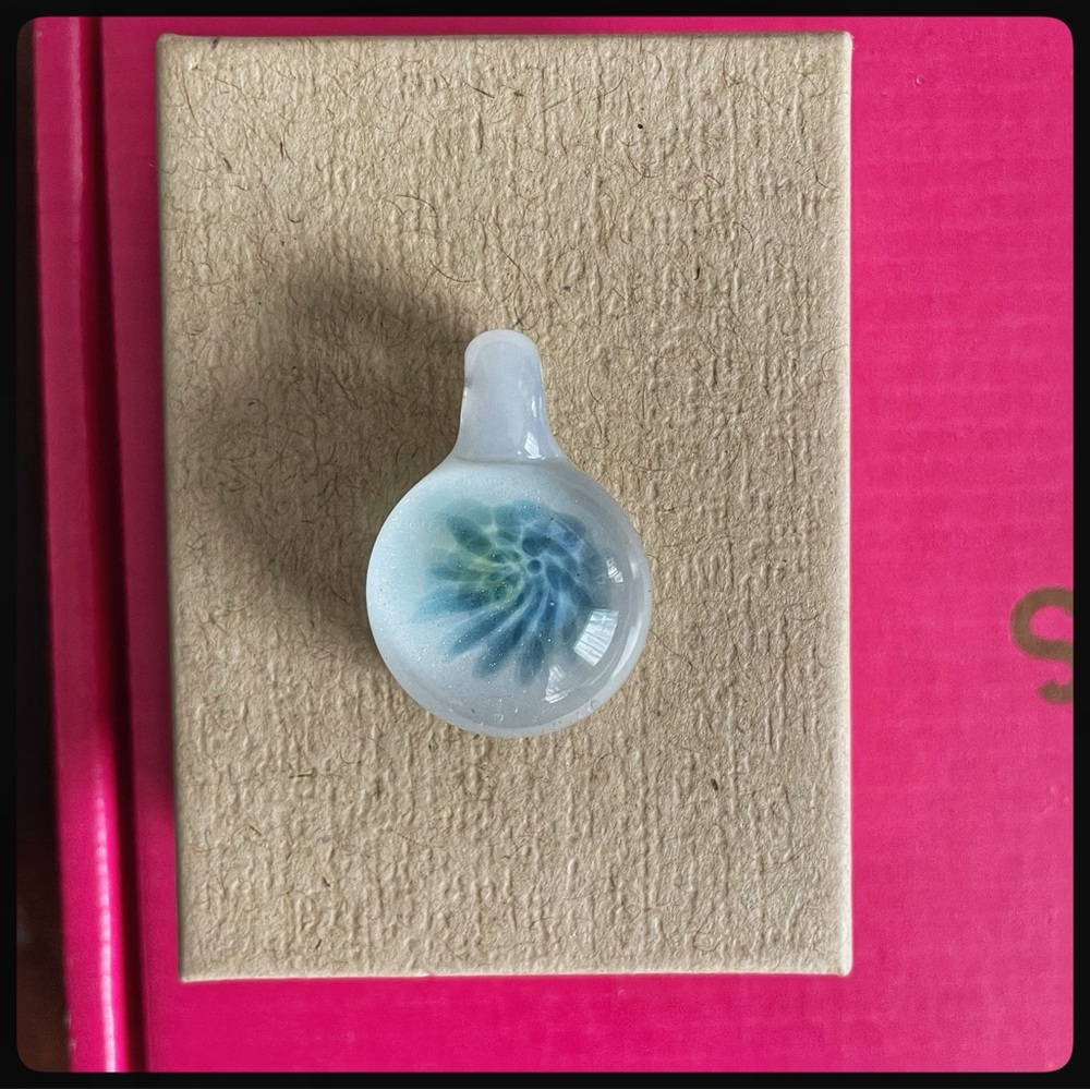 {Artisan} Blown Glass Bead Starburst Necklace Pendant